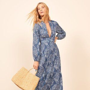 Reformation Delilah Dress Blue NWT Sz 0